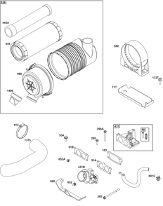 Air Cleaner Group Diagram and Parts List for 540477-0128-G1 400000 - 699999 Briggs and Stratton Engine